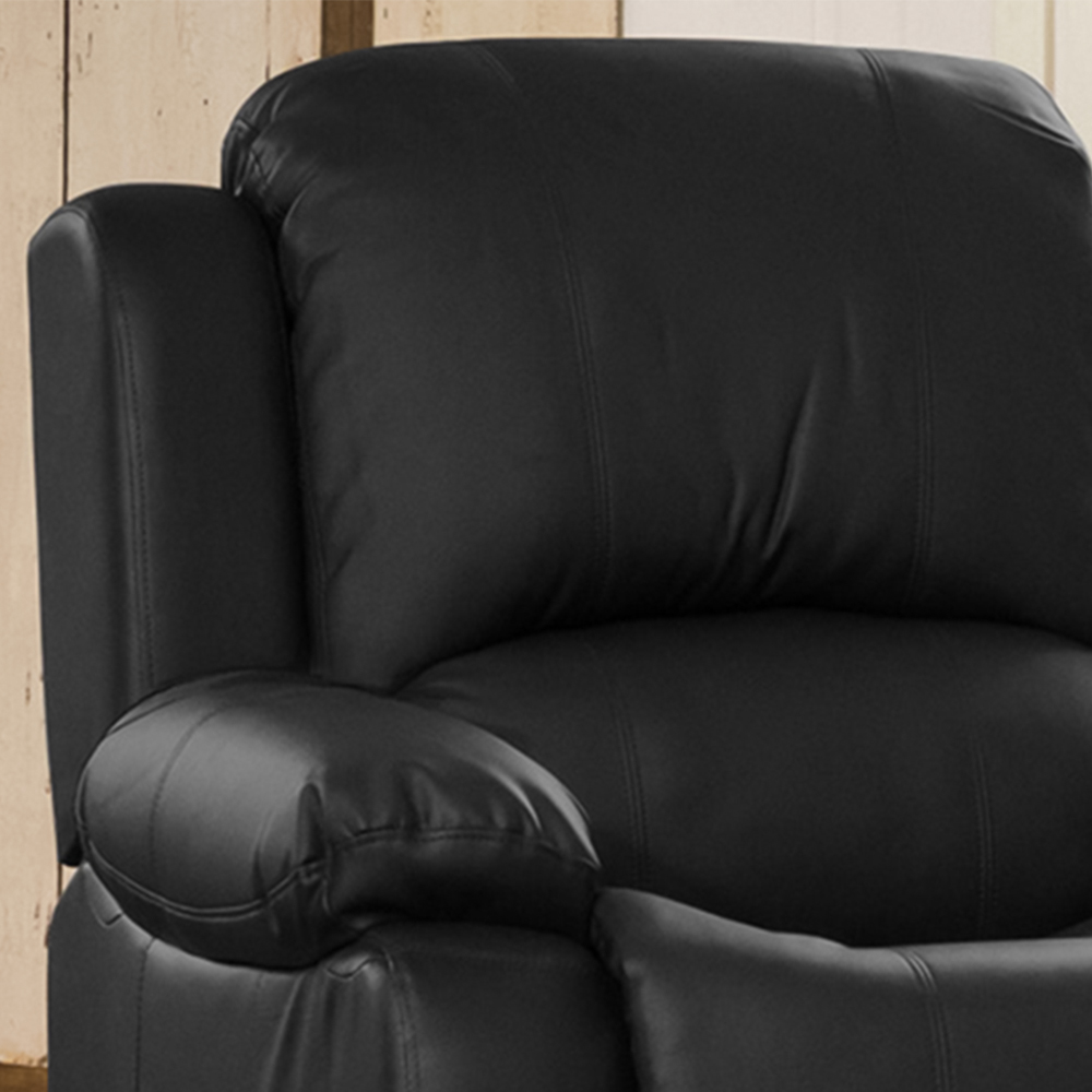 Glendale Single Seater Black Bonded Leather Manual Recliner Sofa Image 2