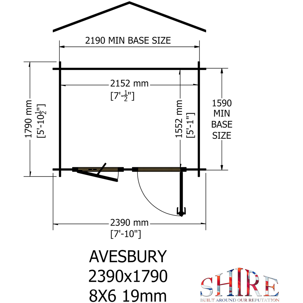 Shire Avesbury 8 x 6ft Wooden Log Cabin Image 8