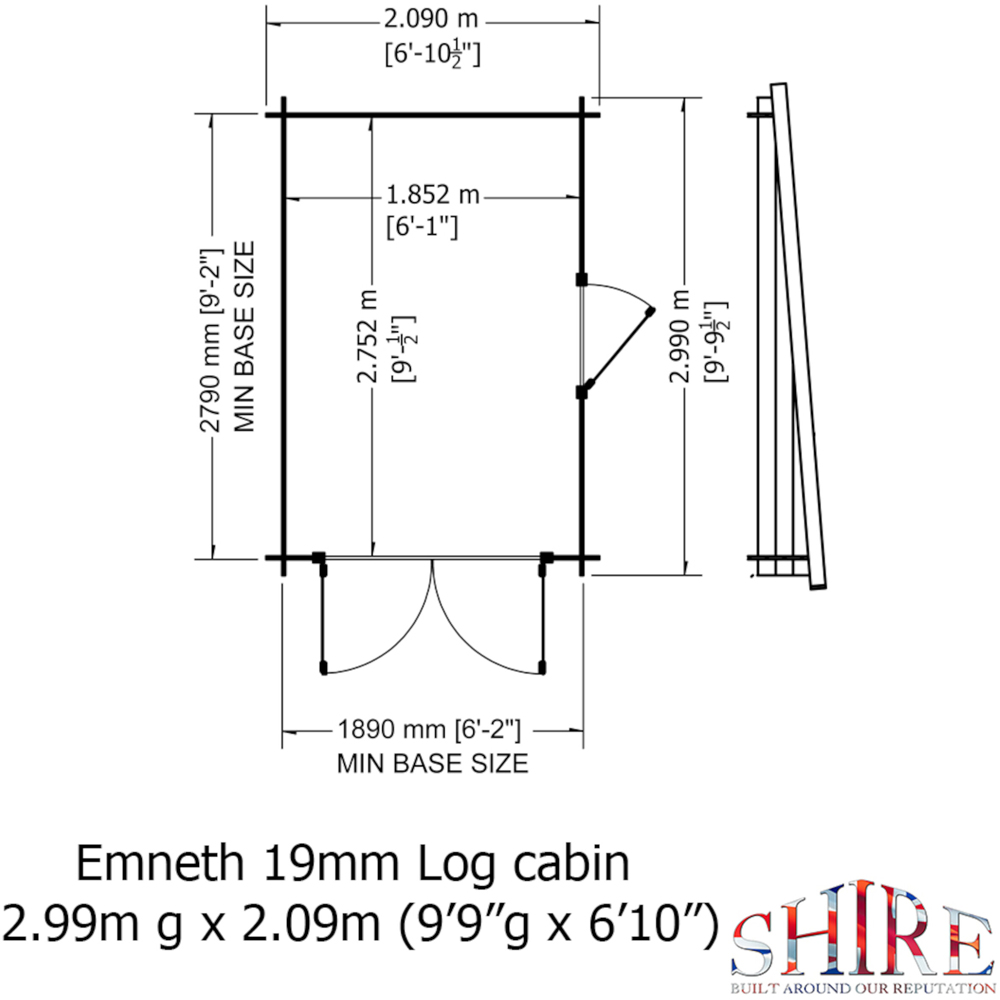 Shire Emneth 10 x 7ft Double Door Log Cabin Image 8