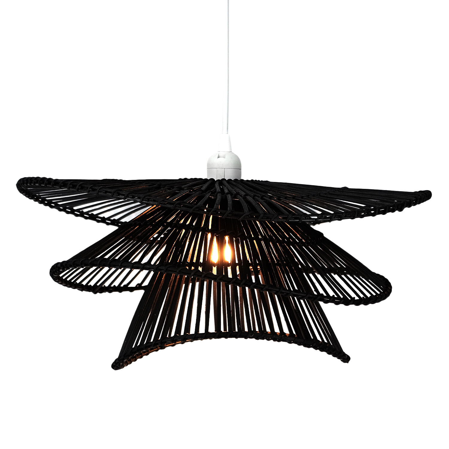 Azara Rattan Effect Shade - Black Image 3