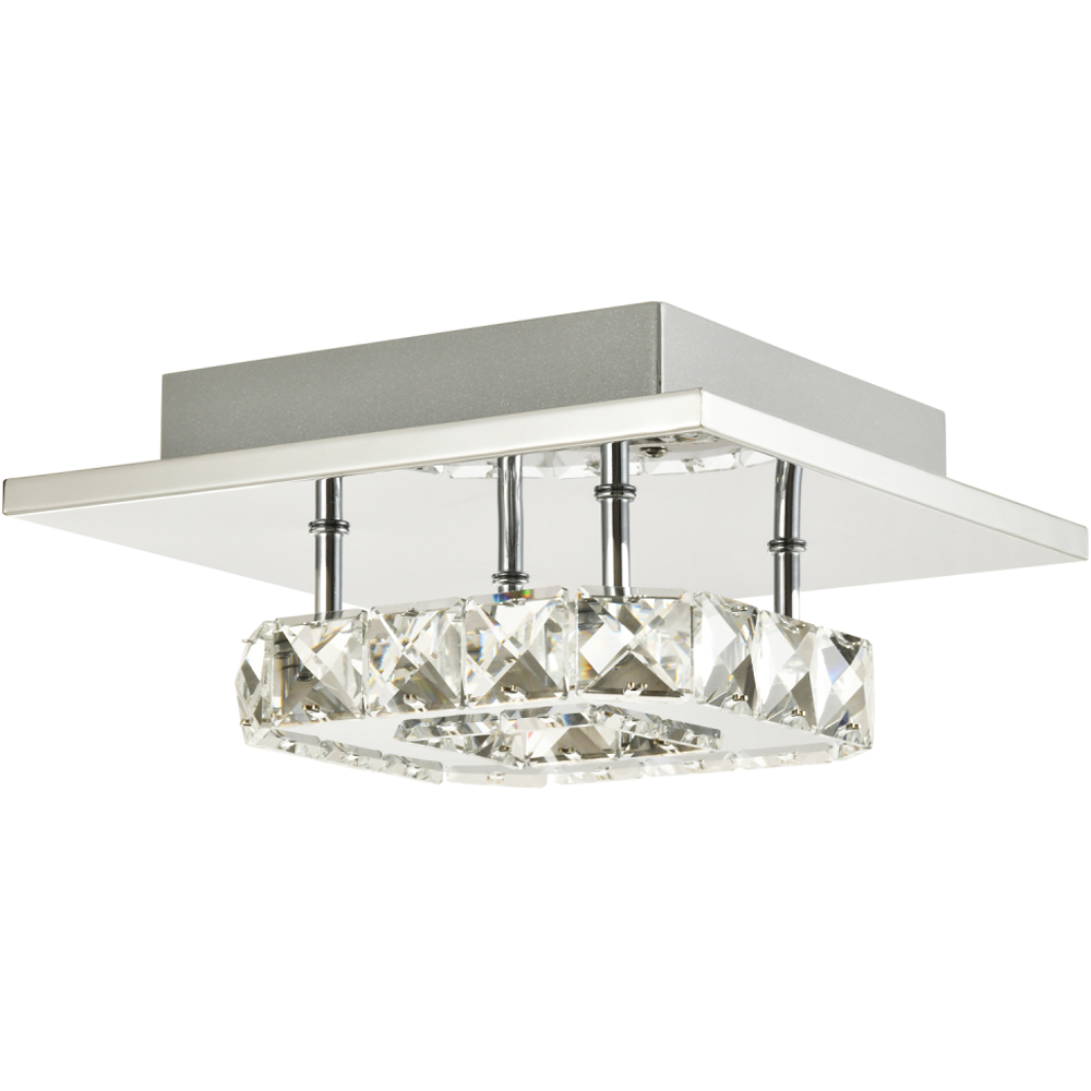 Happy Homewares Chrome Square Metal LED Ceiling Light with Crystal Glass Bead Image 4