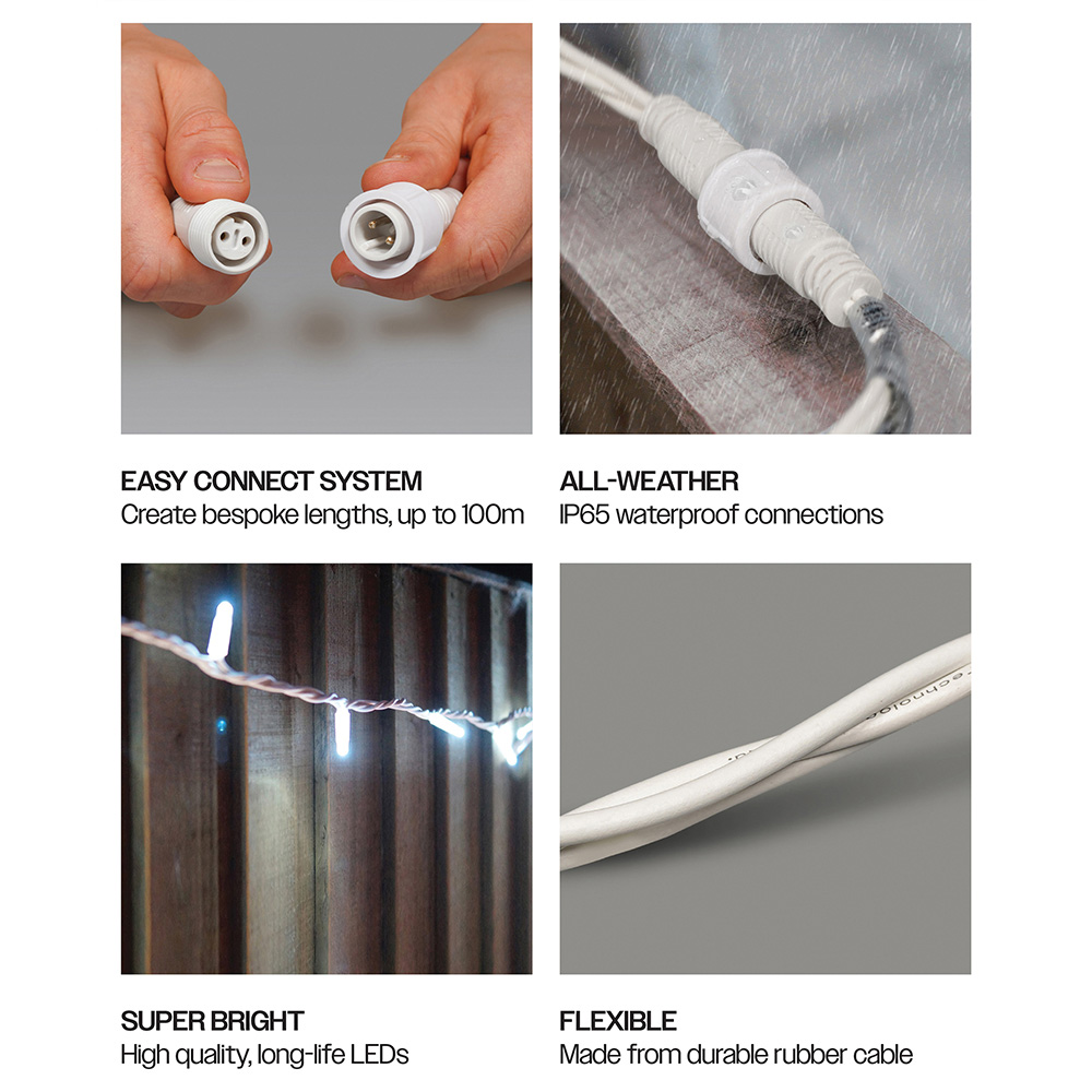 Eagle Connect Cool White LED White String Light 100m Image 4