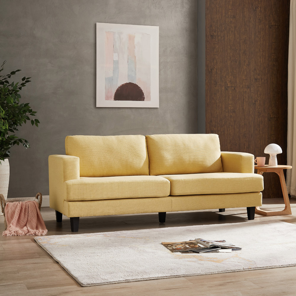Home Detail Dale 3 Seater Mustard Linen Sofa Image 9