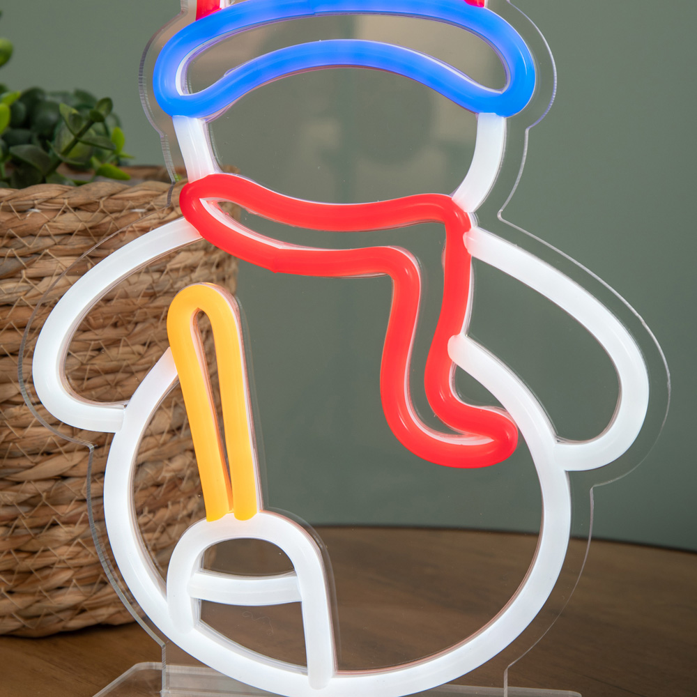 Samuel Alexander Multicolour LED Snowman Table Top Neon Sign 24 x 19cm Image 3