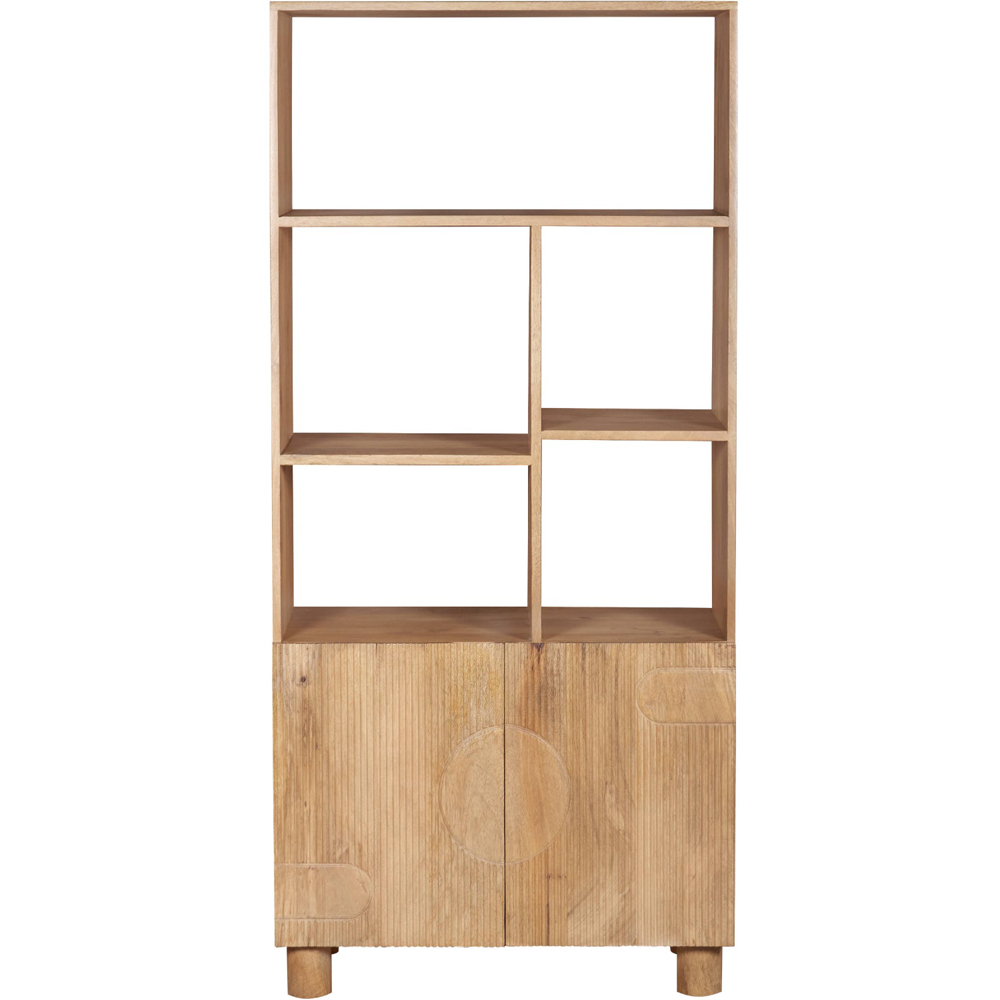 IH Design Ajmer 2 Door 6 Shelf Solid Wood Bookcase Image 2