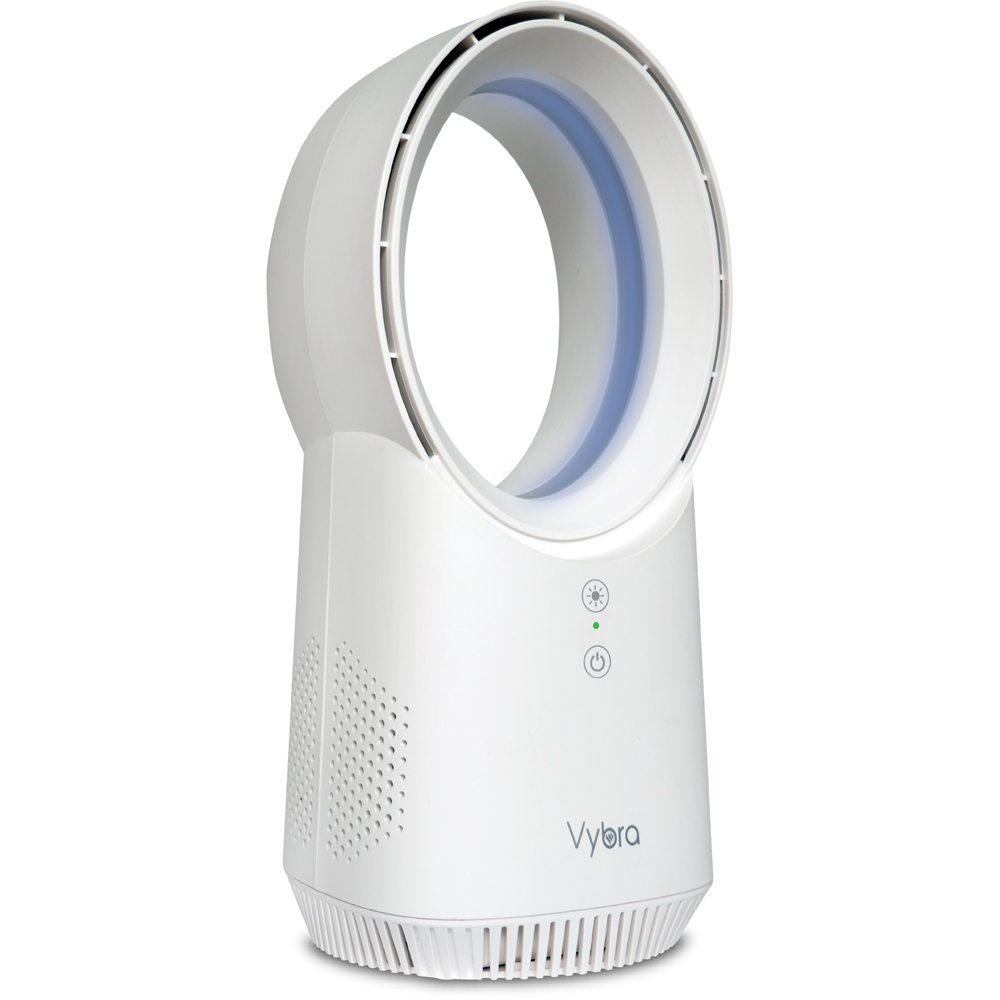 Vybra Solo White Rechargeable Bladeless Desk Fan 13 inch Image 3