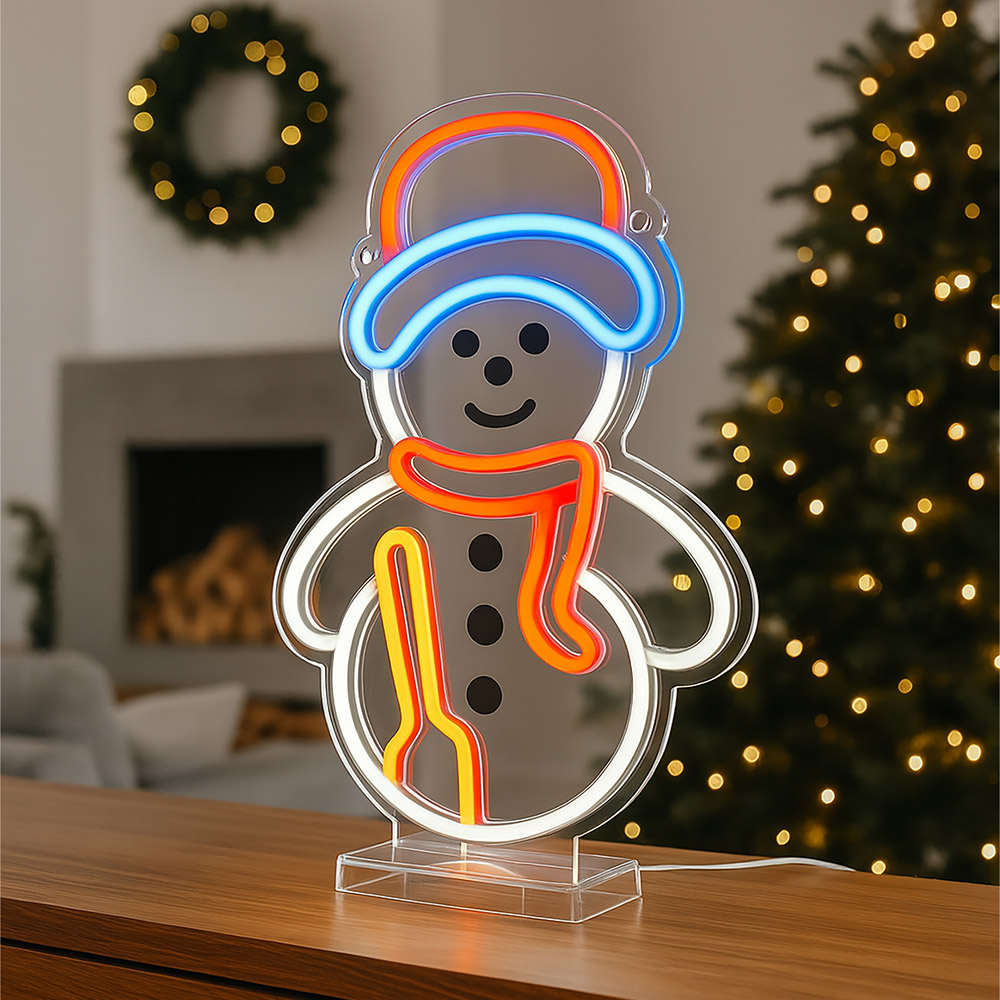 Xmas Haus Neon LED Wall Mountable Snowman 29 x 17cm Image 2