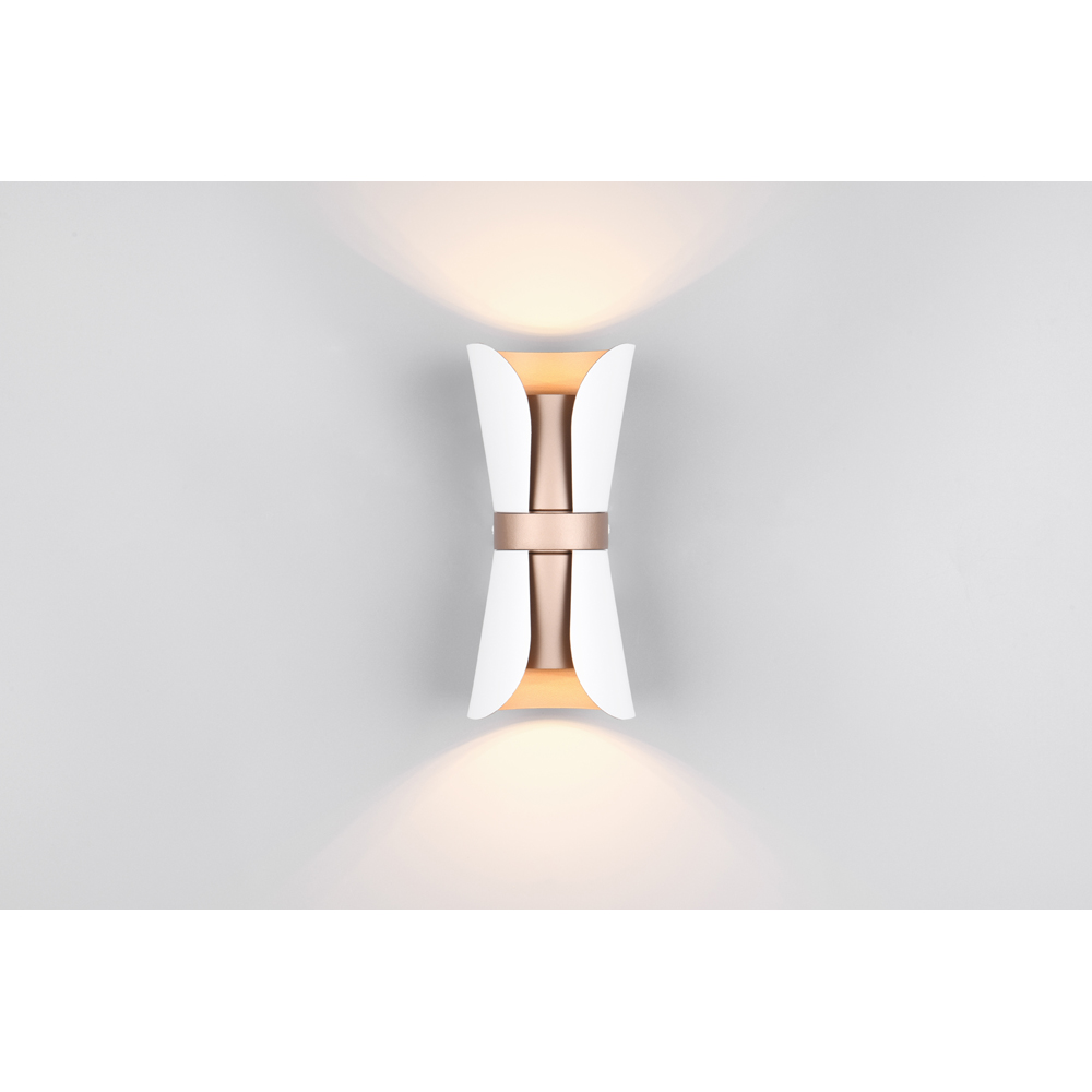 TRIO Coat Matt White and Coffee Up and Down Wall Light Image 3