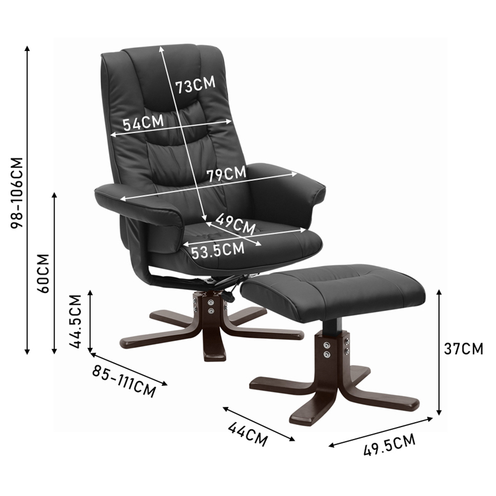 Living and Home Black Duck Feet Armchair with Footrest Image 6