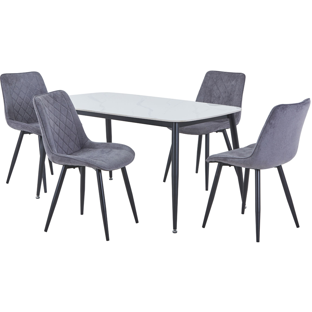 Core Products Aspen 4 Seater Sintered Stone Dining Set White and Grey Image 2