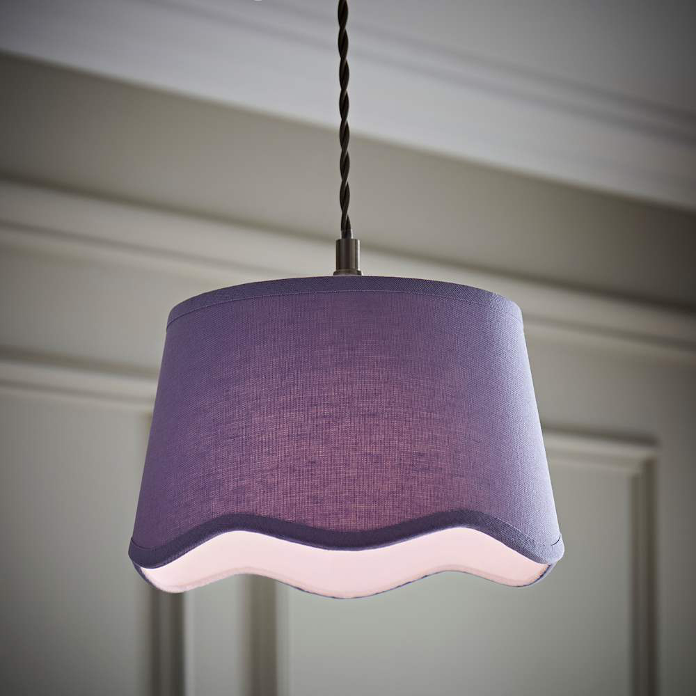 ValueLights Mabel Lilac Linen Scallop Edge Small Lamp Shade Image 3