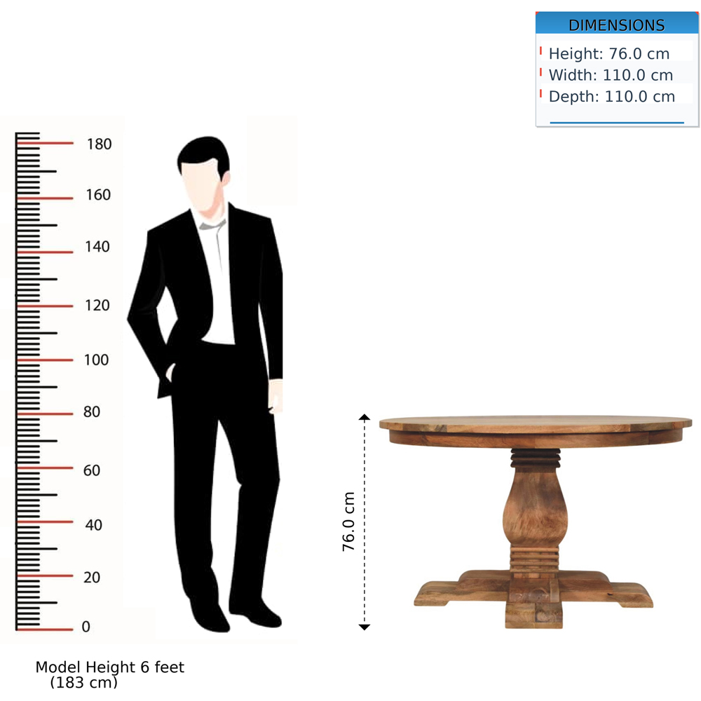 Artisan Furniture Valentina Chestnut 2 Seater Round Mango Wood Dining Table Image 8
