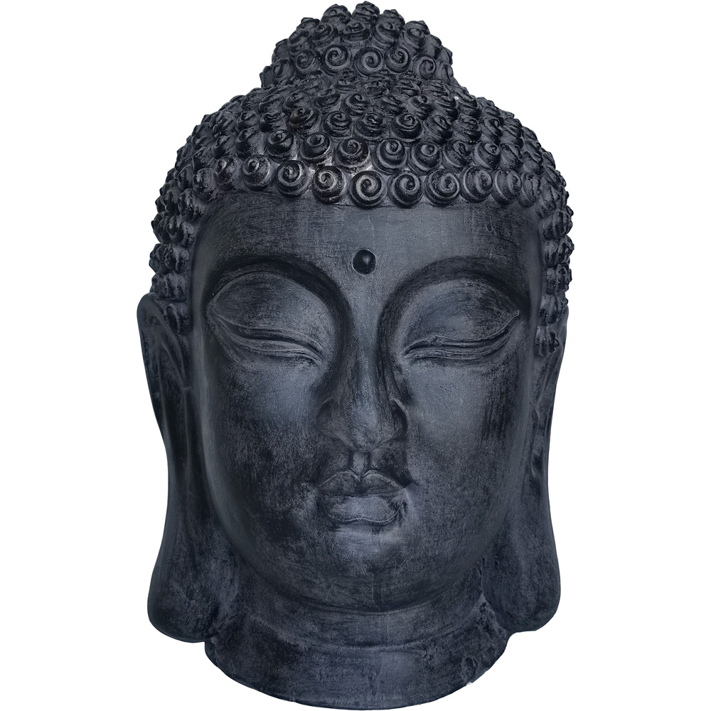 Garden Gear Stone Effect Large Buddha Head Garden Ornament Image 1