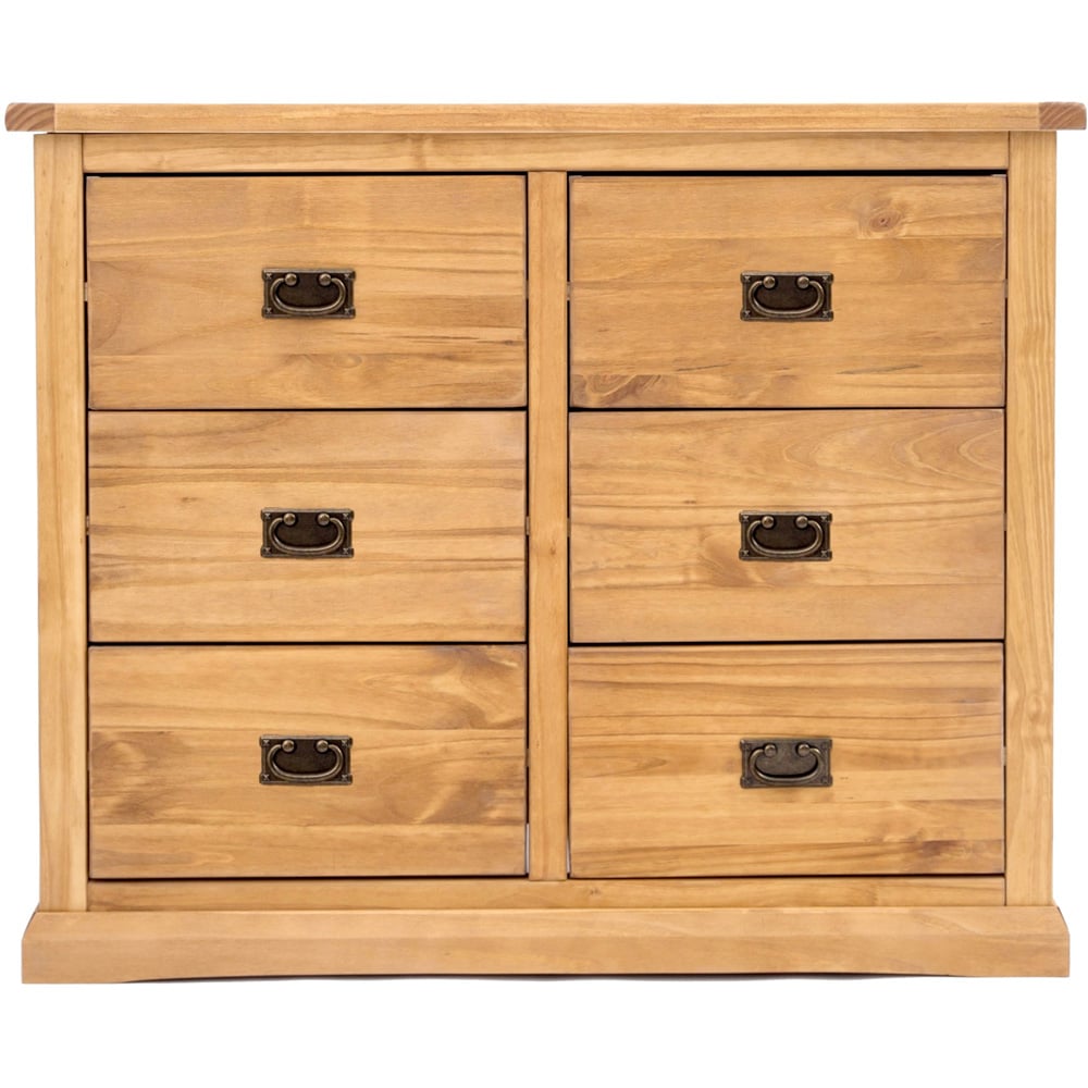 Cabinet Bits Lucca 6 Drawer Brown Brass Drop Handle Chest of Drawers Image 3