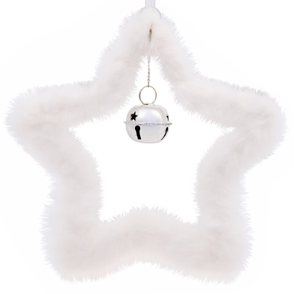 Fluffy Hanging Star Decoration White Image 2