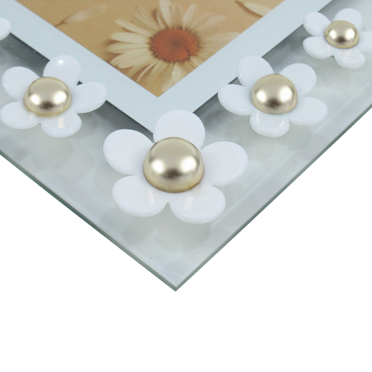 All Glass Flower Embellished Frame - White / 21.5cm Image 3