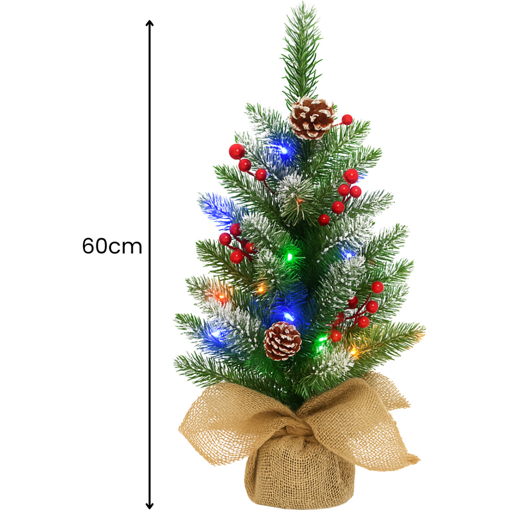 Marco Paul Multicolour LED Pre-Lit Artificial Christmas Tree with Berry and Pinecone 2ft Image 7