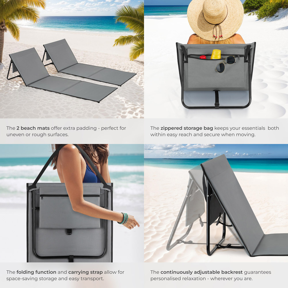 tectake Mina 2 Piece Grey and Blue Sun Lounger Set Image 5