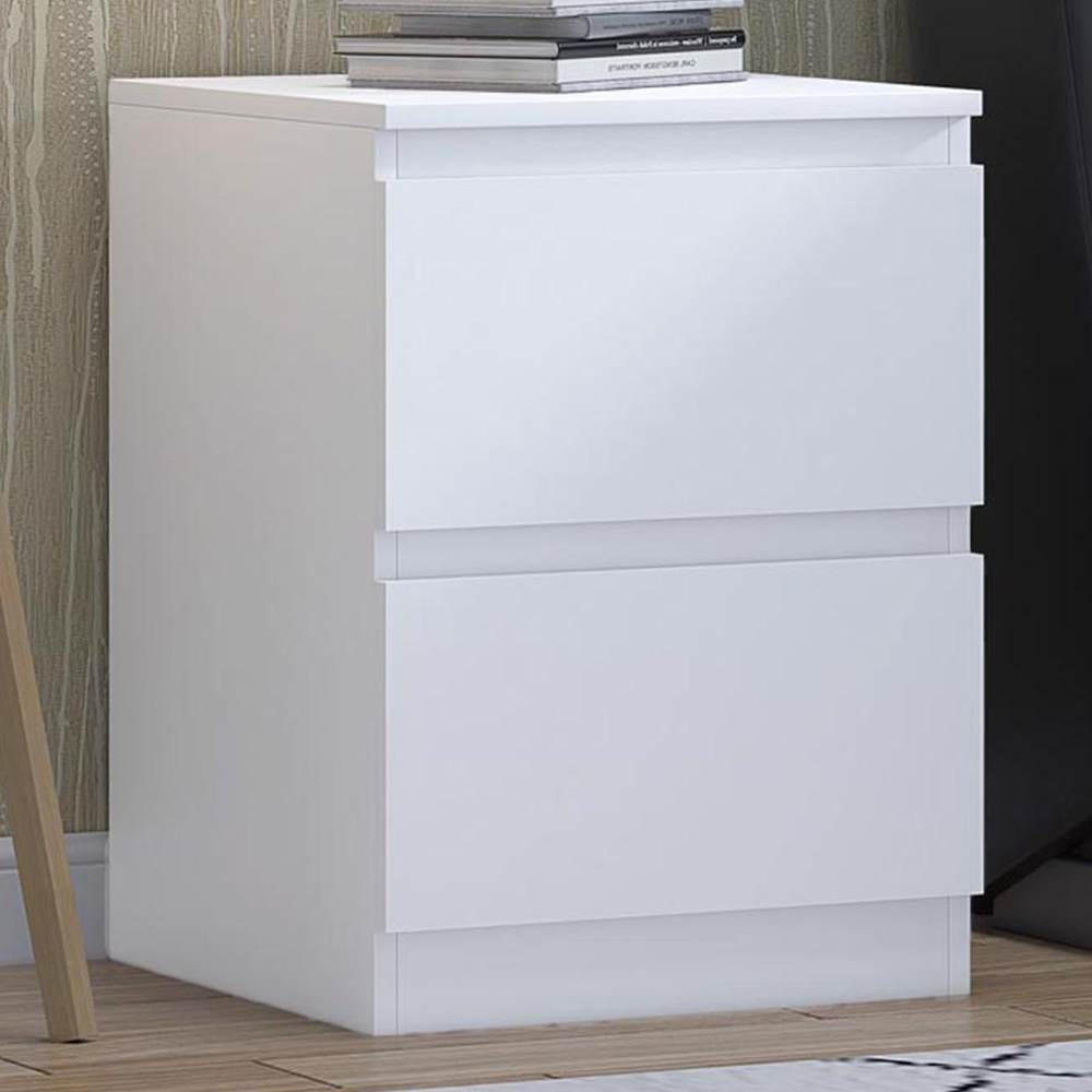 FWStyle Carlton Matt White Bedside Table Image 1