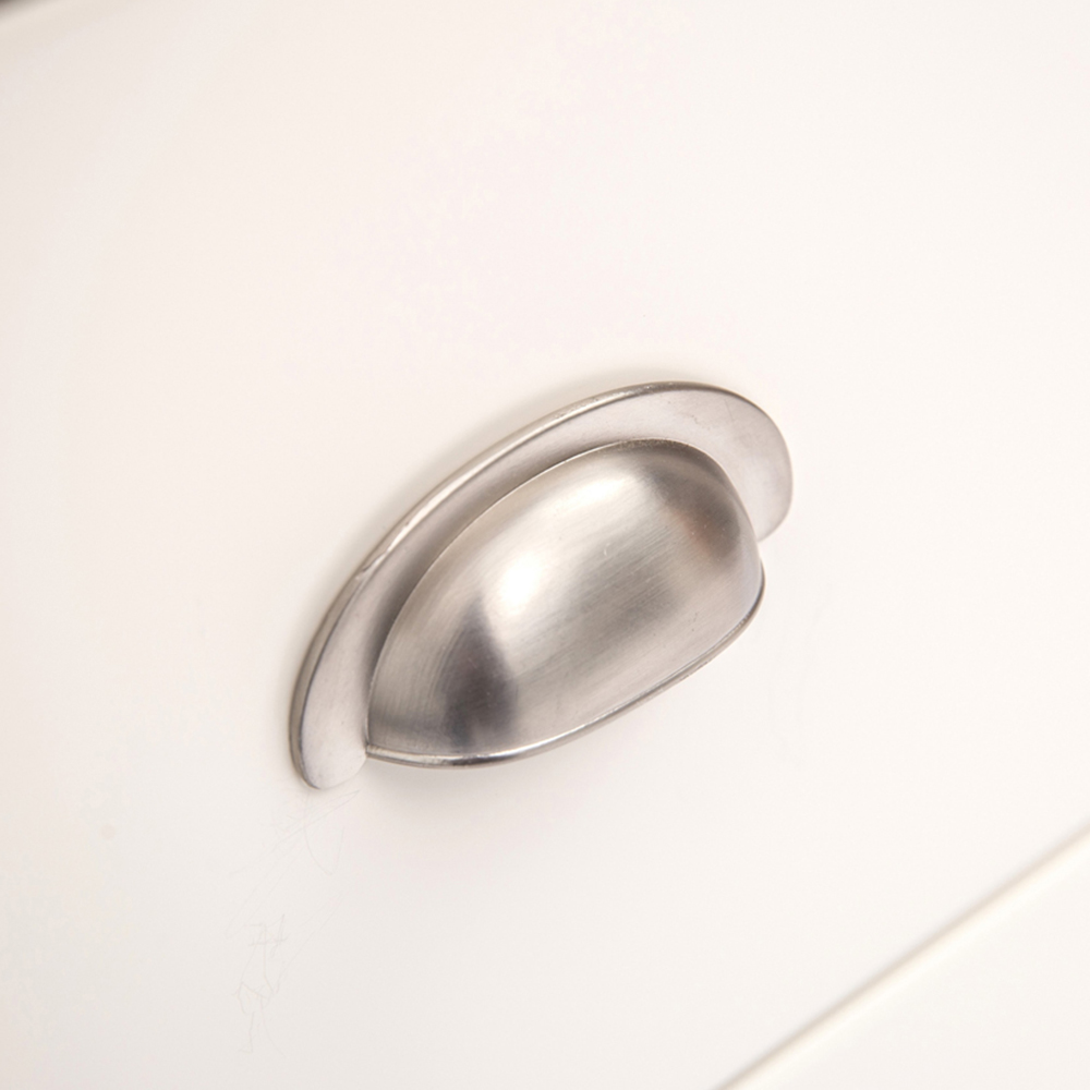 Cabinet Bits Lovere 5 Drawer White Chrome Cup Handle Chest of Drawers Image 7