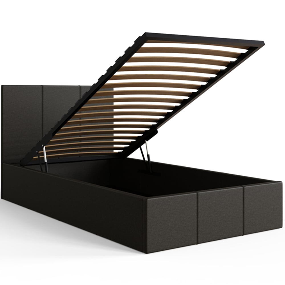 GFW Single Grey Hopsack Fabric End Lift Ottoman Bed with Bonnell Mattress Image 7