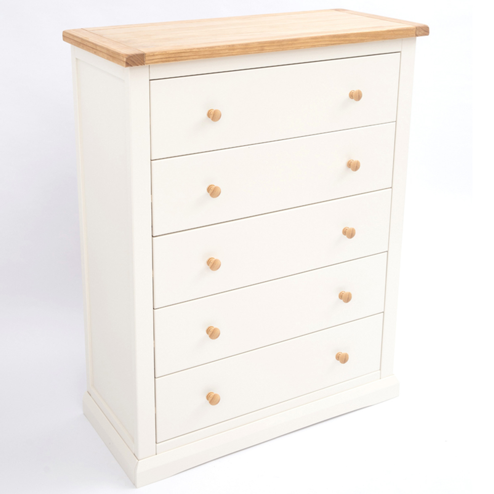 Cabinet Bits Castelli 5 Drawer White Wood Knob Chest of Drawers Image 4