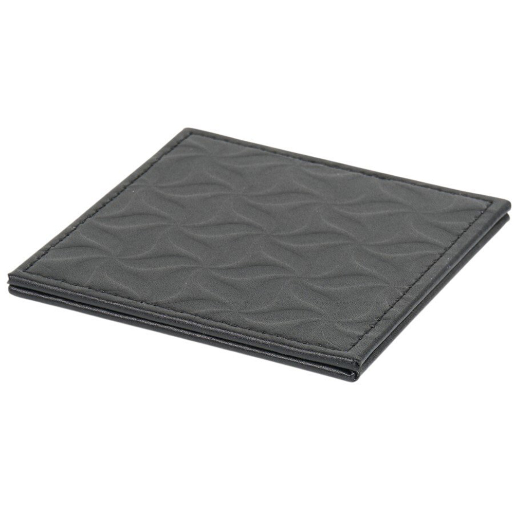 Pack of 4 Embossed Faux Leather Coasters Black Image 3