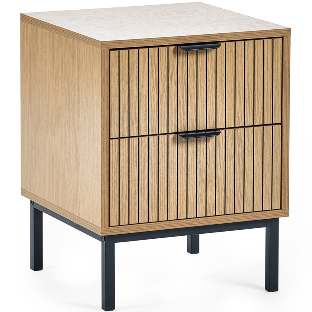 Julian Bowen Sia 2 Drawer Warm Wood Bedside Table Image 2