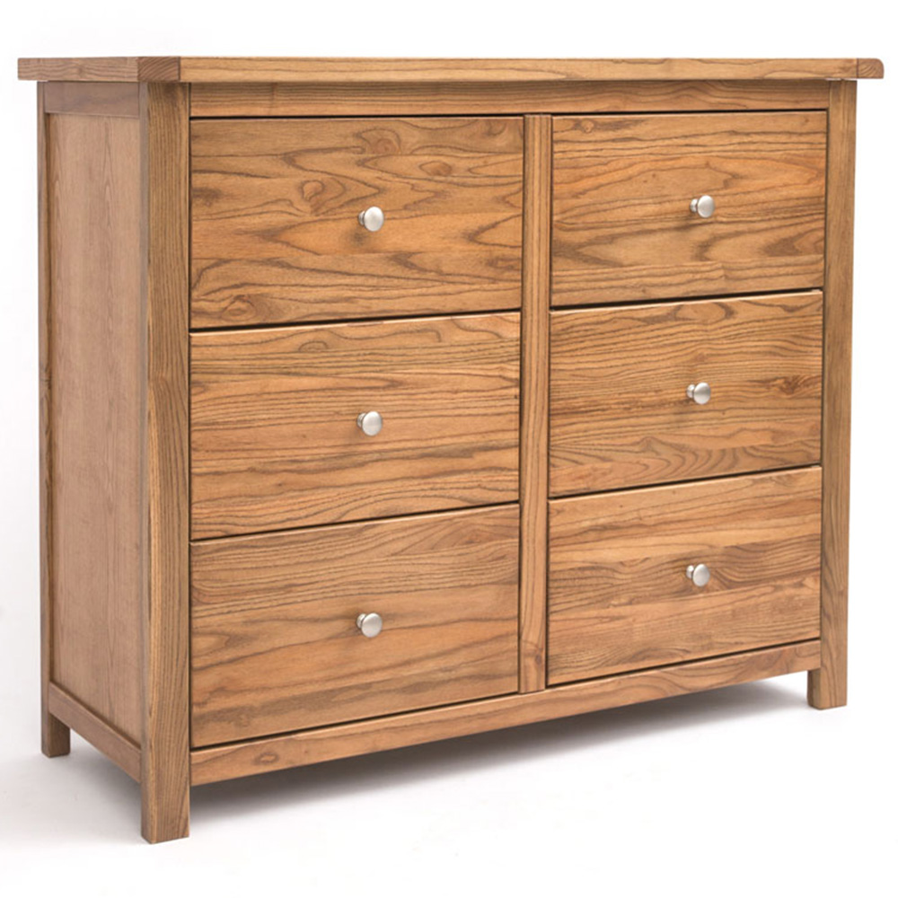 Cabinet Bits Trivento 6 Drawer Brown Chrome Knob Chest of Drawers Image 2