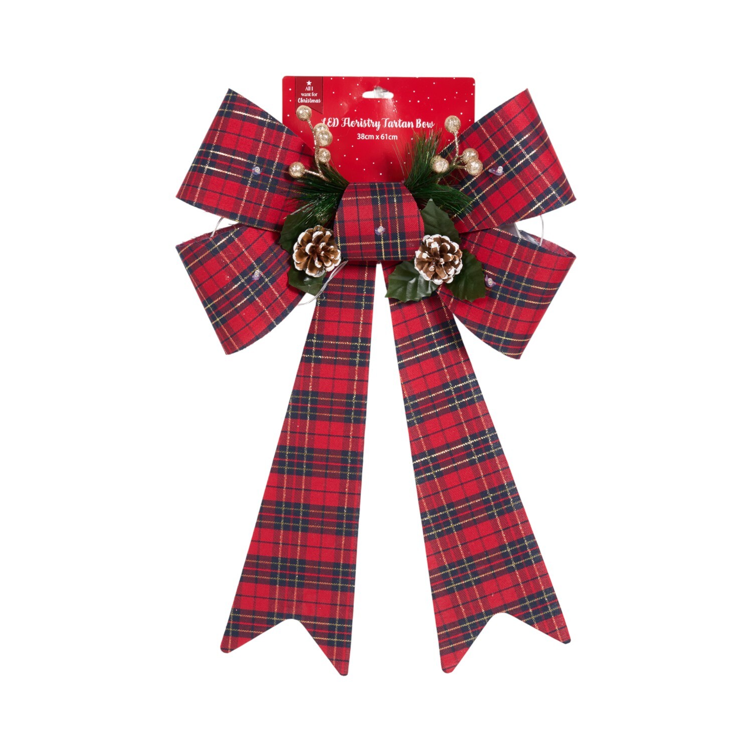 Floristry LED Tartan Bow Red Image 2