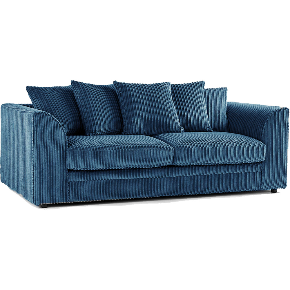 Luxor 3 Seater Marine Blue Jumbo Cord Scatter Back Sofa Image 2