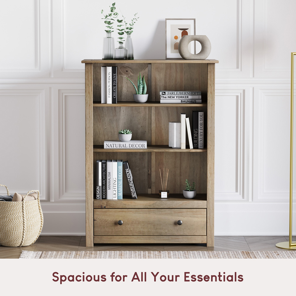 Vida Designs Panama Single Drawer 3 Shelf Bookcase Image 5