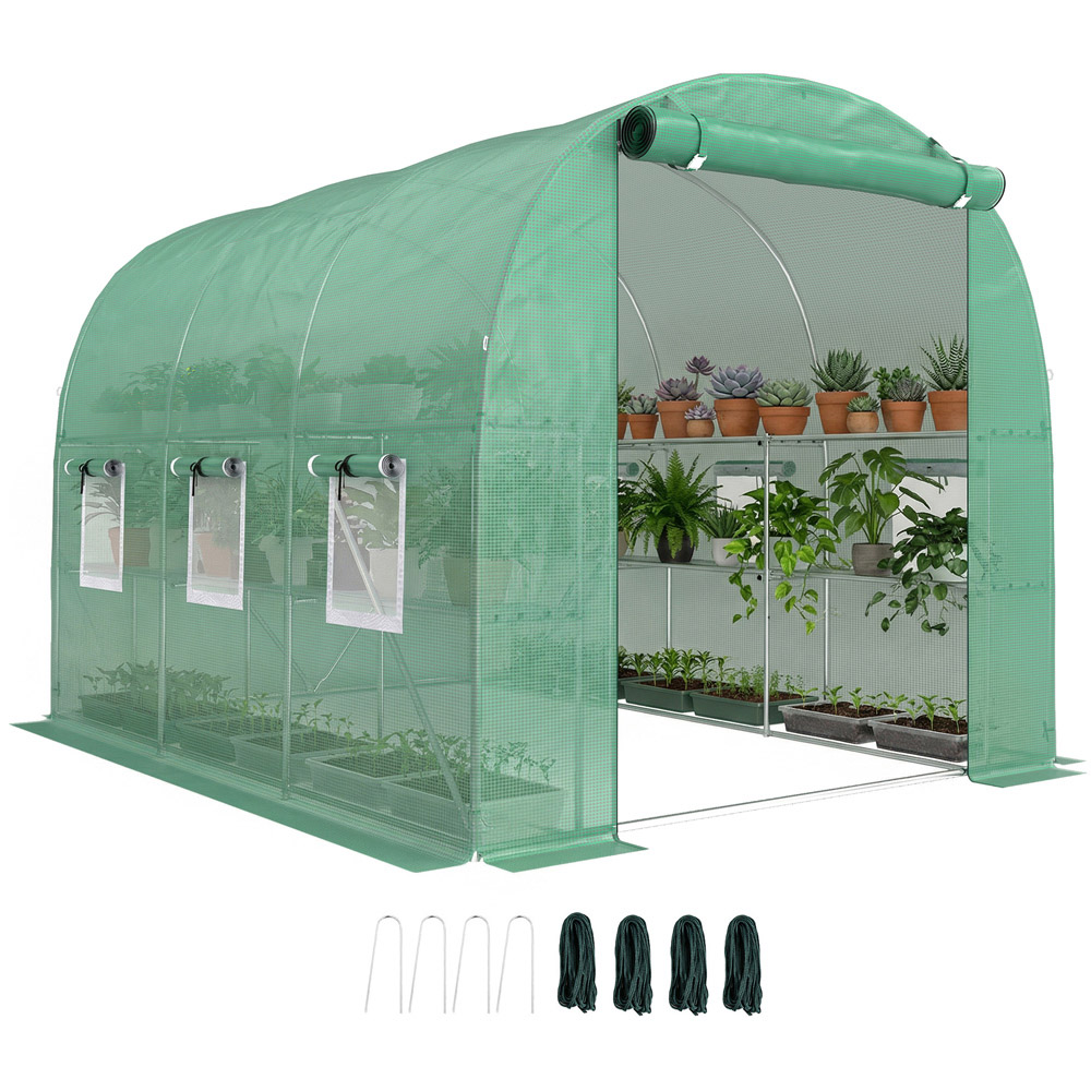 Outsunny Green PE 9 x 6.4ft Portable Walk-In Greenhouse Image 3