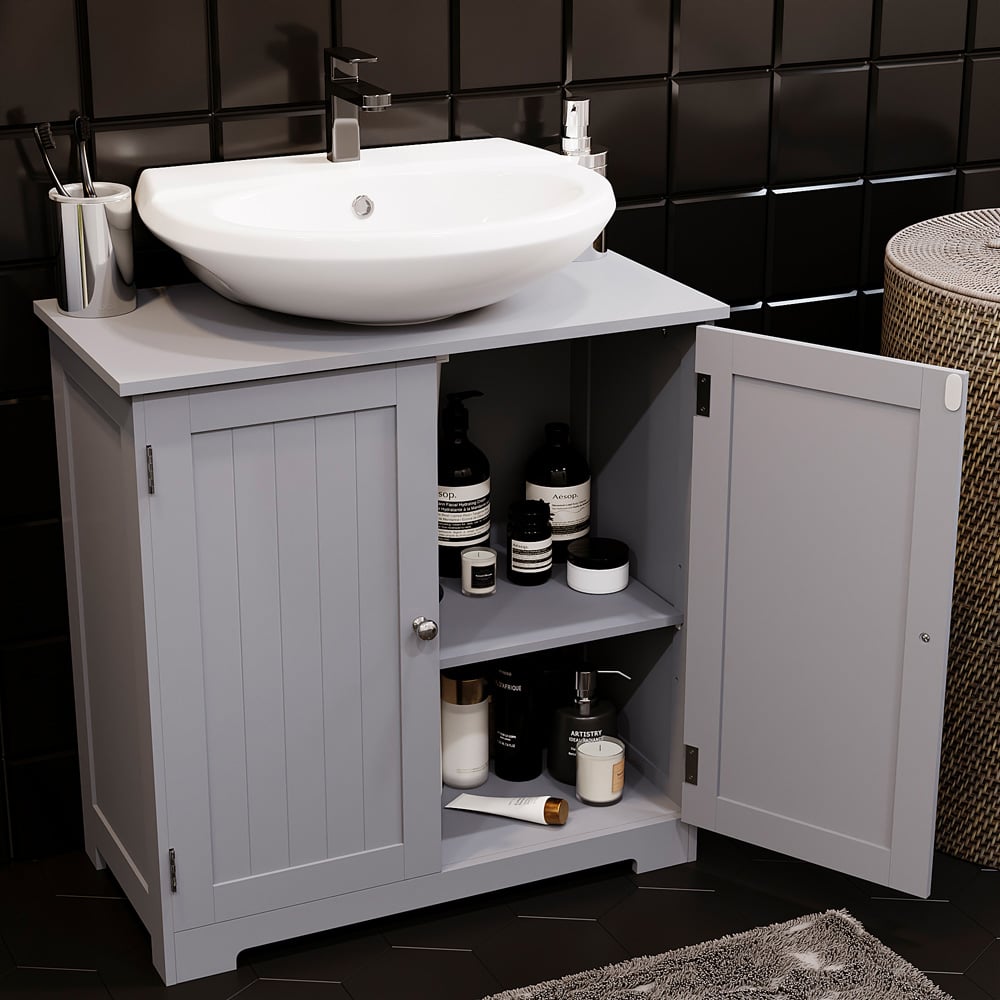Bath Vida Priano 2 Door Grey Under Sink Bathroom Cabinet Image 4