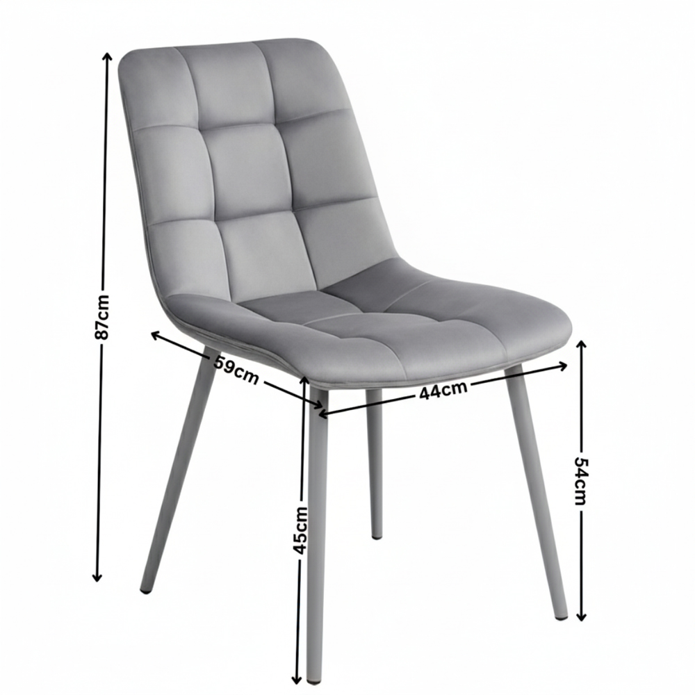 Portland 4 Seater Square Velvet Dining Set Oak Effect and Grey Image 5