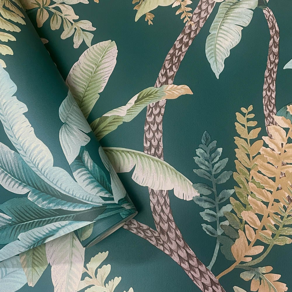 Holden Decor Trailing Palm Teal Wallpaper Image 2