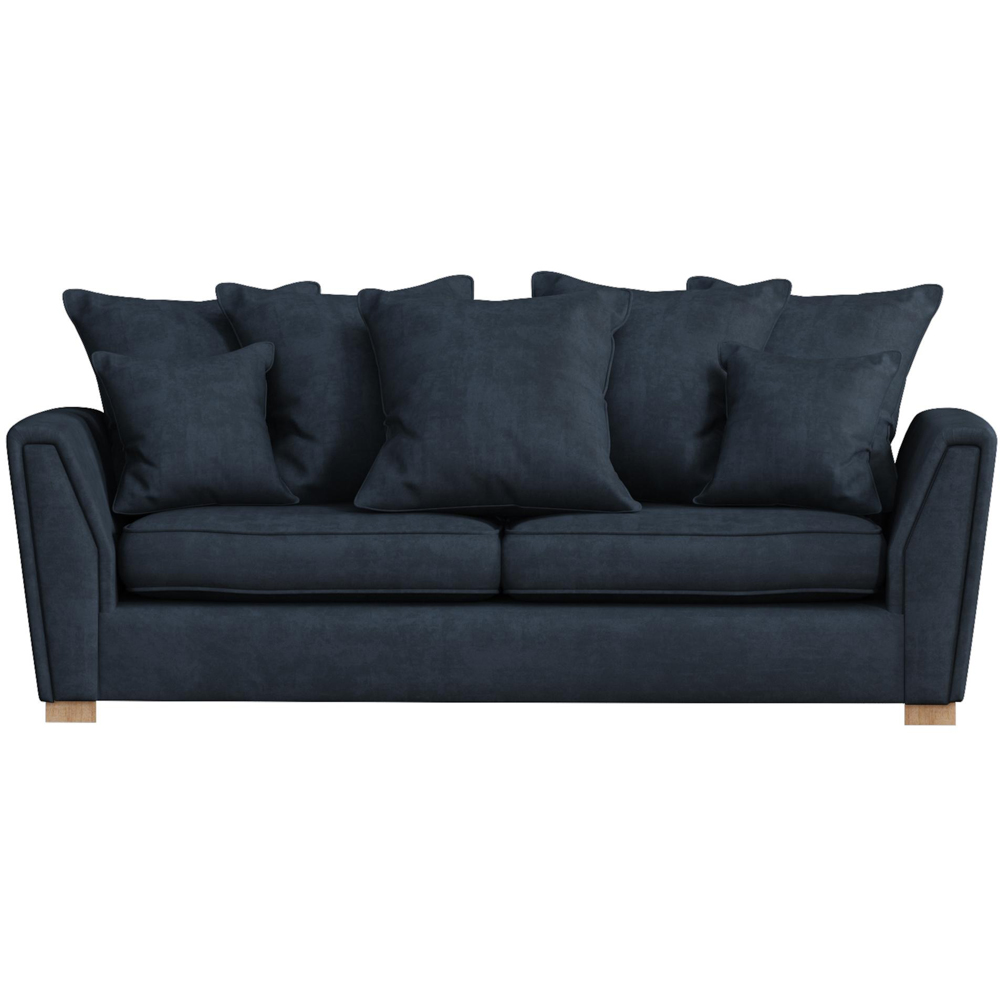 Wendleberry 3 Seater Royal Blue Plush Velvet Scatter Back Sofa Image 2