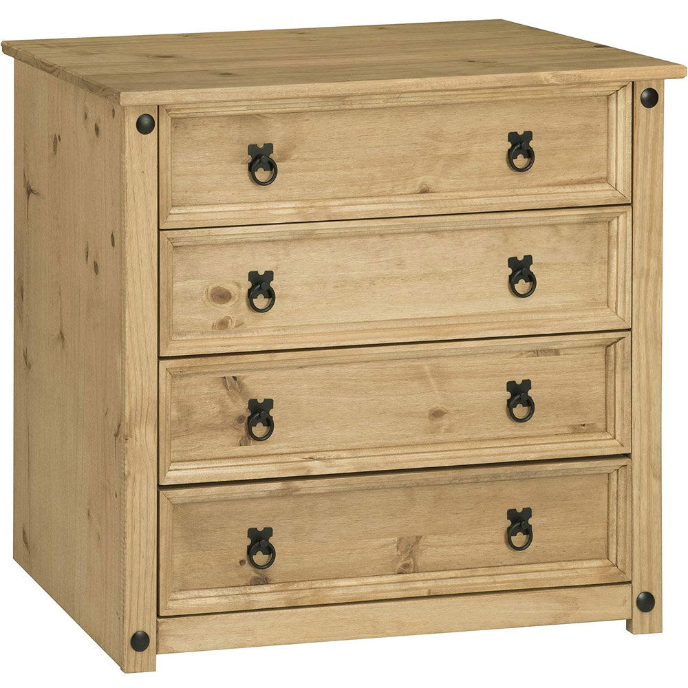 Mews Corona Waxed Pine 4 Drawer Chest of Drawers Image 2
