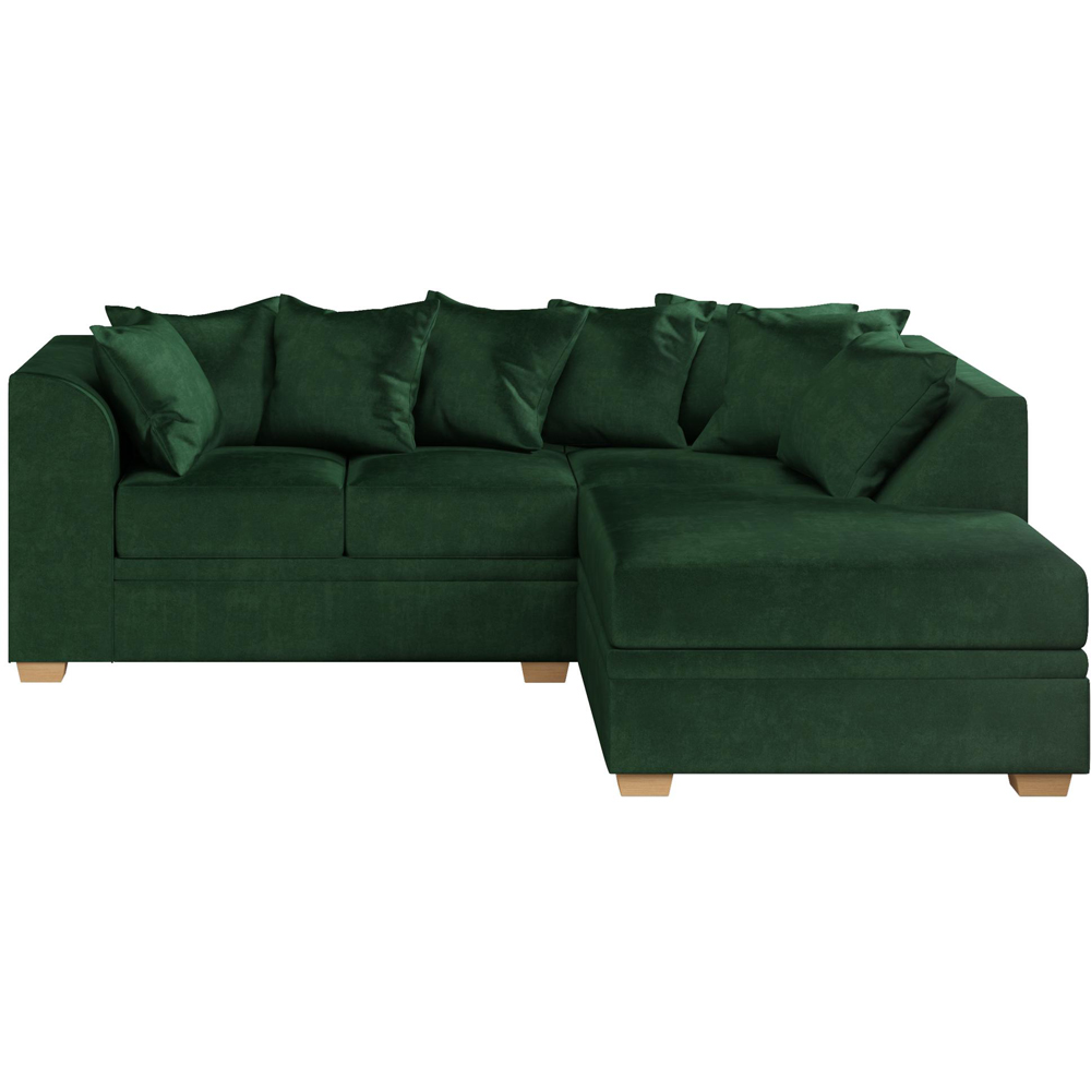 Modo 3 Seater Forest Green Plush Velvet Right Hand Scatter Back L-Shape Corner Sofa Image 3