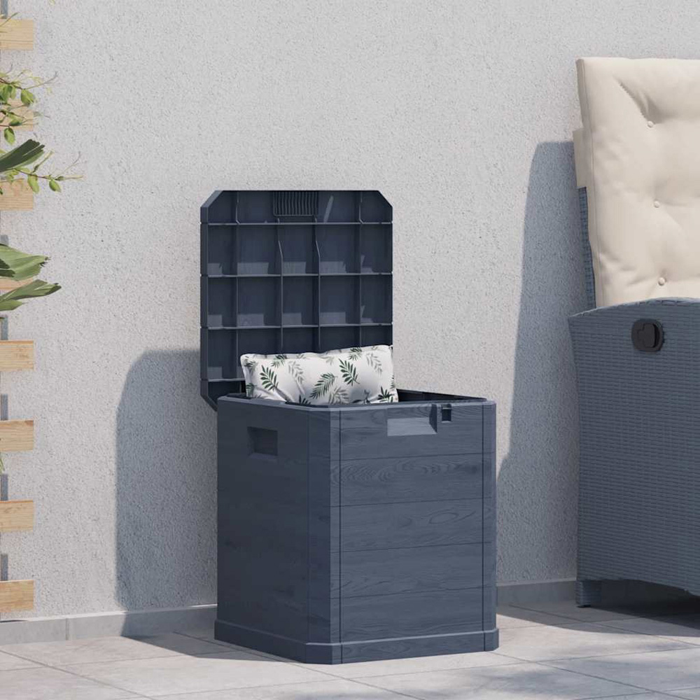 Walplus 90L Anthracite Compact Wooden Effect Plastic Storage Box Image 2