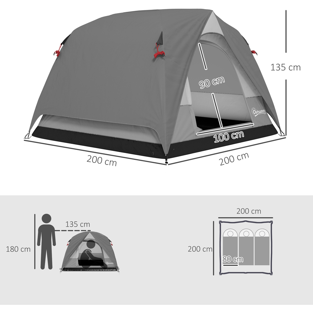 Outsunny 3-4 Person Waterproof Camping Tent Dark Grey Image 9