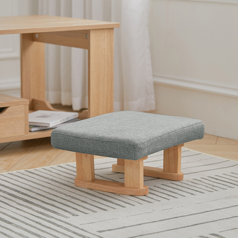 Living and Home Grey Padded Rocking Wooden Footstool Image 7