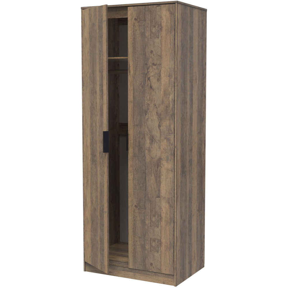 Crowndale Hong Kong Ready Assembled 2 Door Vintage Oak Tall Wardrobe Image 4