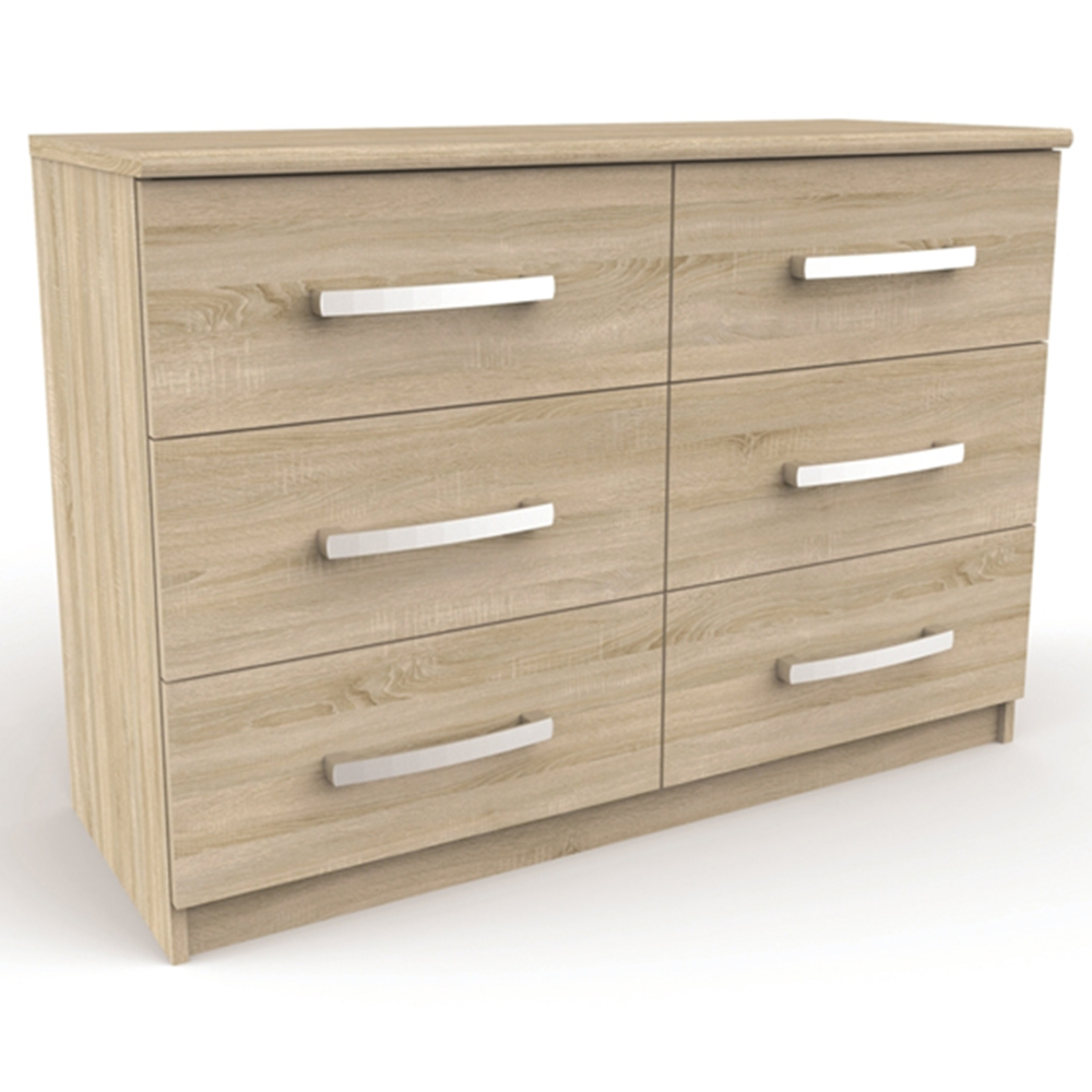 Riviera 6 Drawer Light Oak Wide Storage Chest Image 3