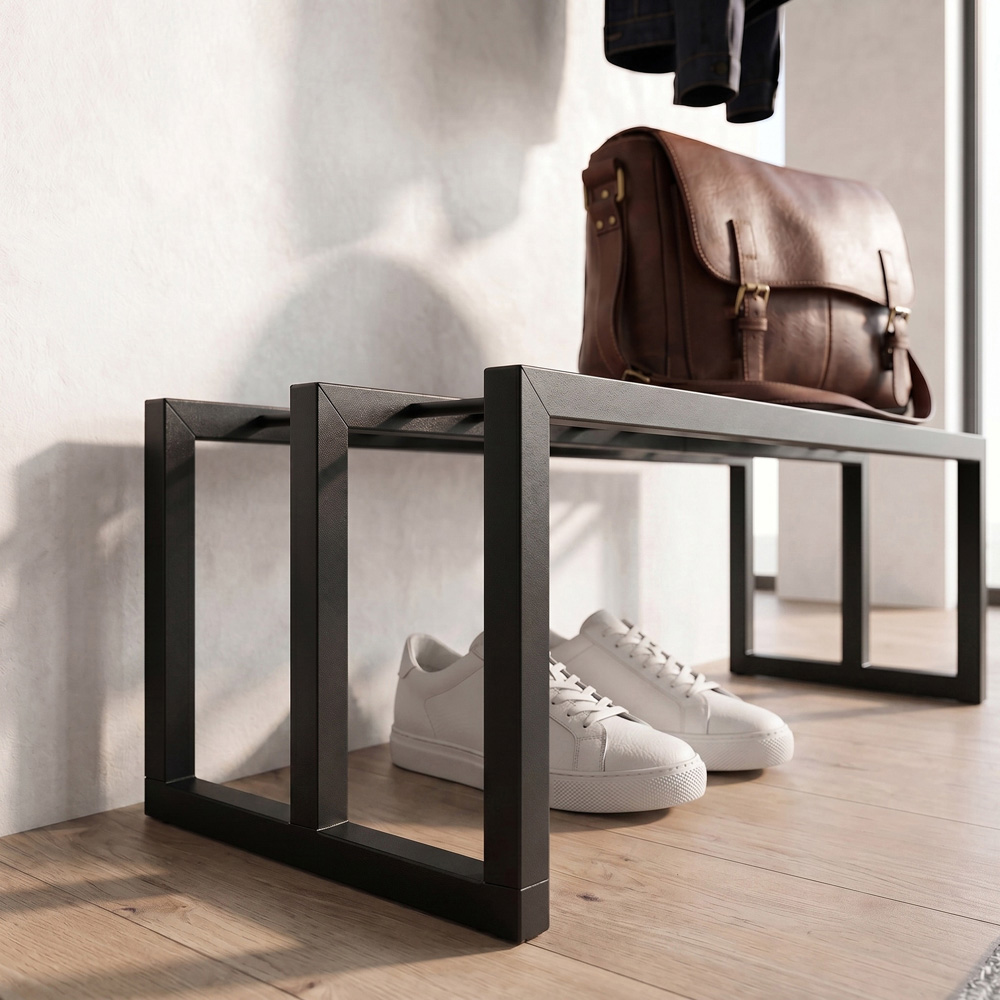 Decortie Roya Black Shoe Rack and Hook Rail Hall Set Image 4