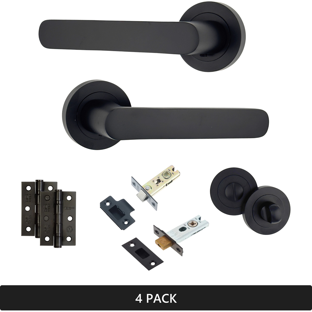 AXS Hardware Harlem Black Bathroom Door Handles on Rose 4 Pack Image 8