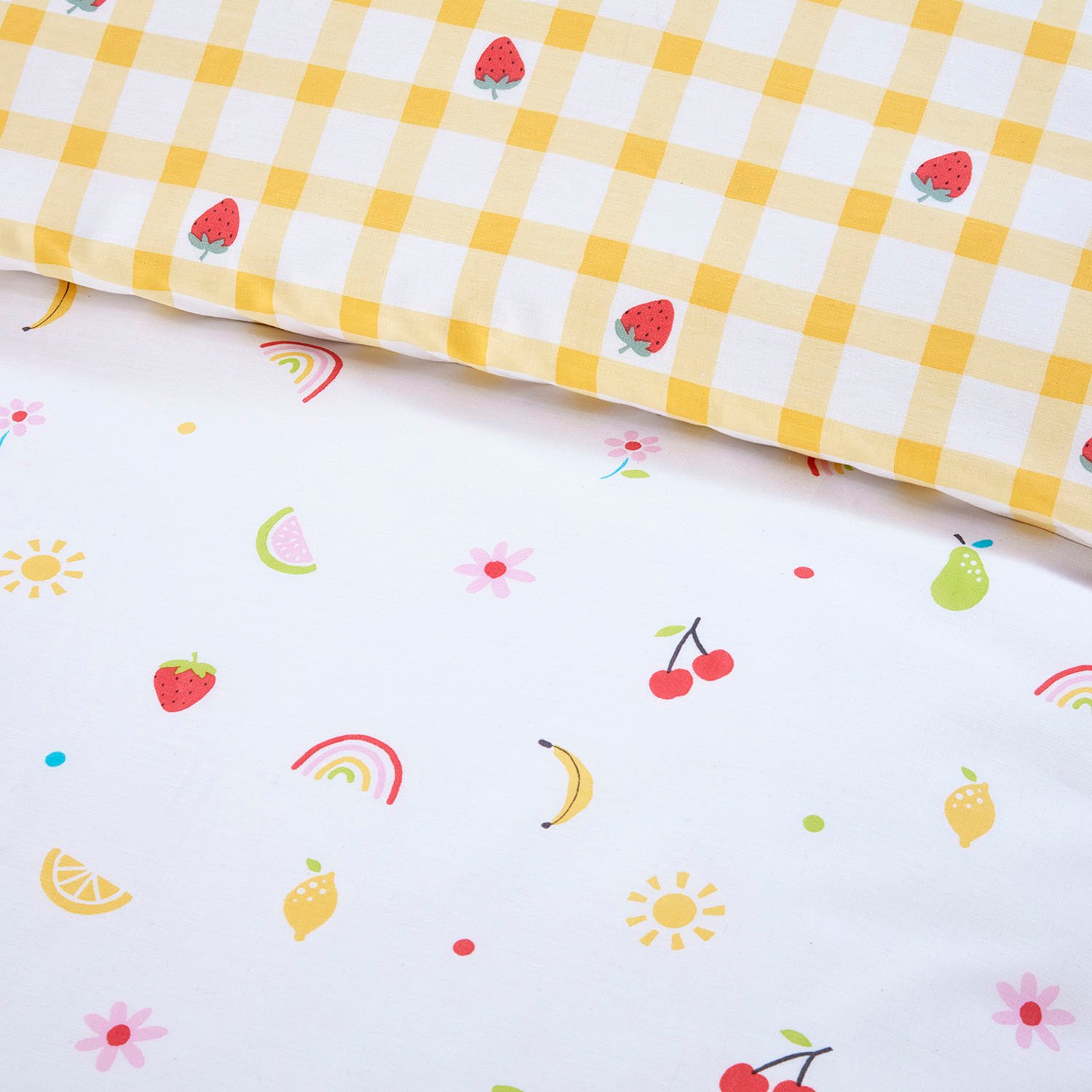 Summer Fruits Duvet Cover and Pillowcase Set - White Image 5