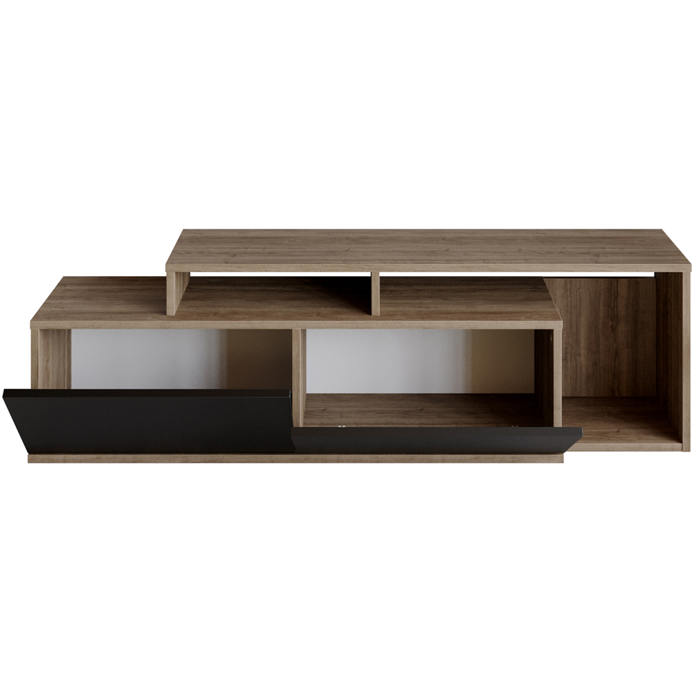 Decorotika Nexera 2 Door Walnut and Black Wide TV Stand Image 2