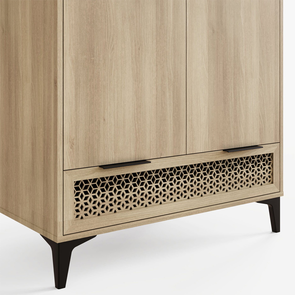 GFW Ezra 2 Door Single Drawer Oak Wardrobe Image 6