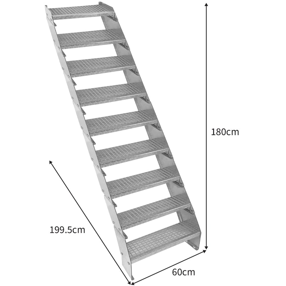 Monstershop 9 Section Adjustable Wide Galvanised Staircase 600mm Image 5